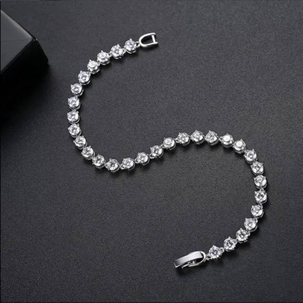 NEW 925 STERLING SILVER ROUND TENNIS BRACELET - Picture 4 of 5
